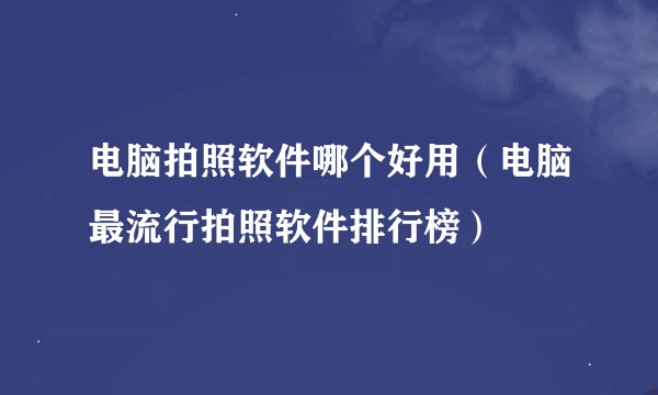 电脑拍照软件哪个好用（电脑最流行拍照软件排行榜）