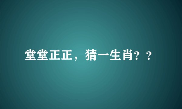 堂堂正正，猜一生肖？？