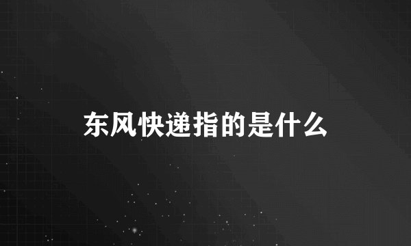 东风快递指的是什么