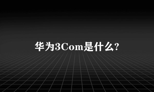 华为3Com是什么?