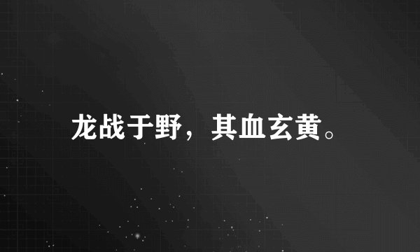 龙战于野，其血玄黄。