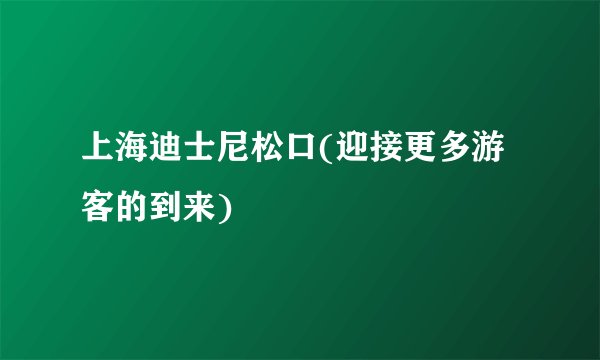 上海迪士尼松口(迎接更多游客的到来)