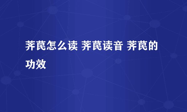 荠苠怎么读 荠苠读音 荠苠的功效