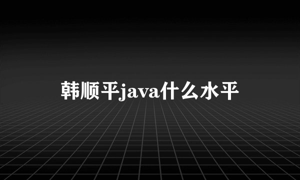 韩顺平java什么水平