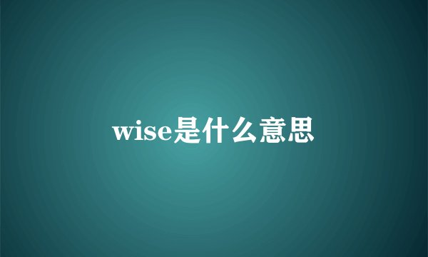 wise是什么意思