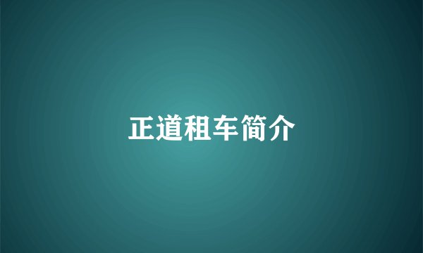 正道租车简介