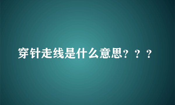 穿针走线是什么意思？？？