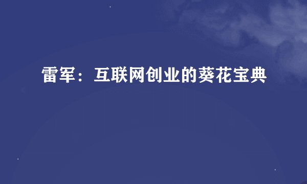 雷军：互联网创业的葵花宝典