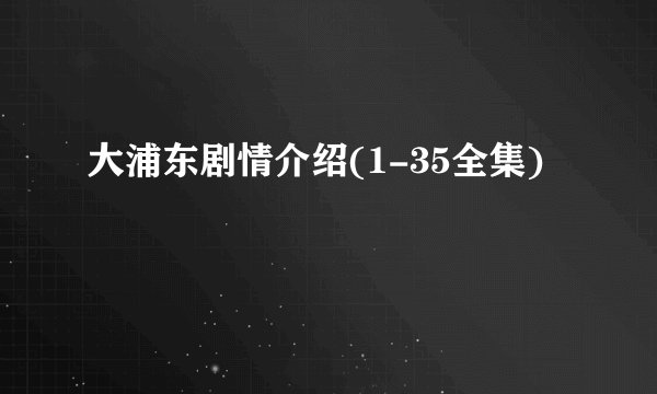 大浦东剧情介绍(1-35全集)