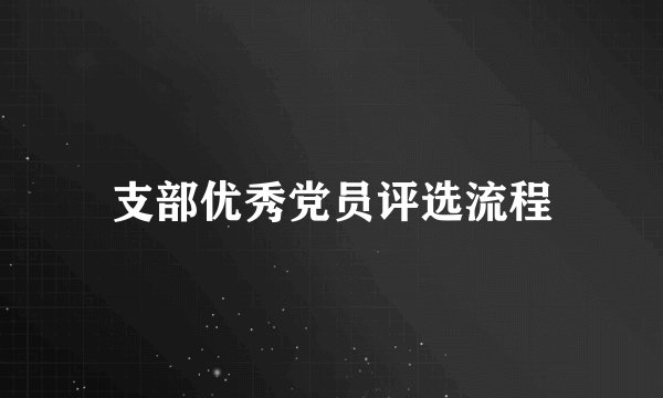 支部优秀党员评选流程