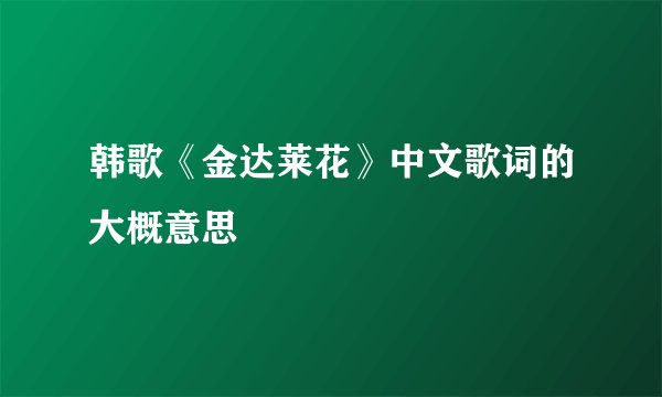 韩歌《金达莱花》中文歌词的大概意思
