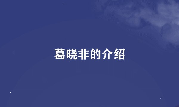 葛晓非的介绍