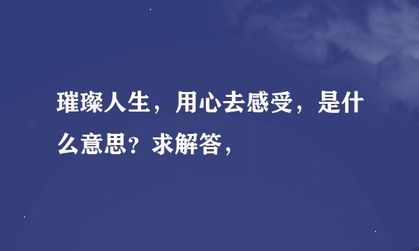 璀璨人生,用心去感受,是什么意思?求解答,