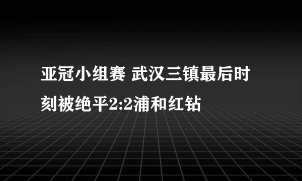 亚冠小组赛 武汉三镇最后时刻被绝平2:2浦和红钻