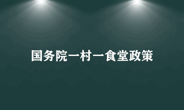 国务院一村一食堂政策