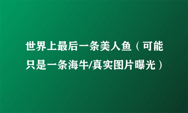 世界上最后一条美人鱼（可能只是一条海牛/真实图片曝光）