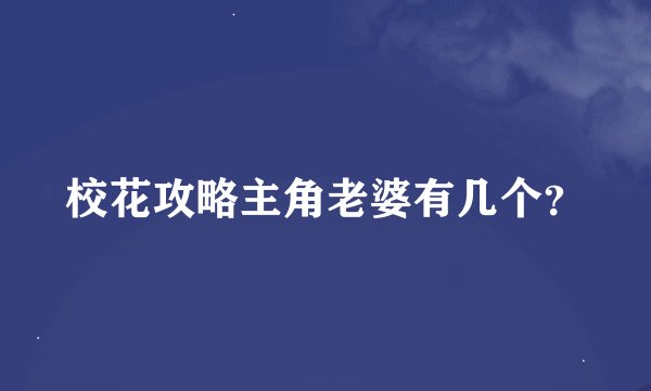 校花攻略主角老婆有几个？
