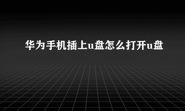华为手机插上u盘怎么打开u盘