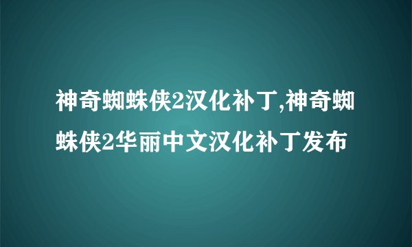 神奇蜘蛛侠2汉化补丁,神奇蜘蛛侠2华丽中文汉化补丁发布