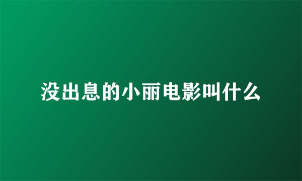没出息的小丽电影叫什么