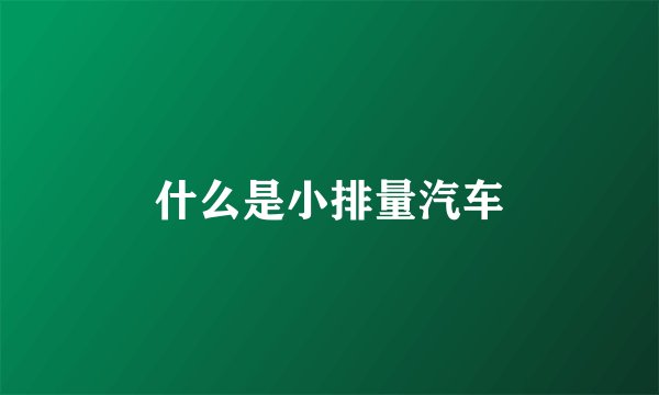 什么是小排量汽车