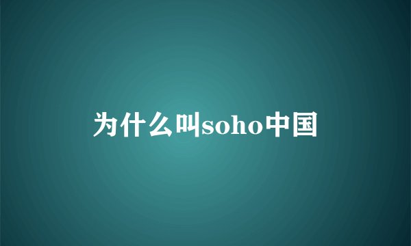 为什么叫soho中国