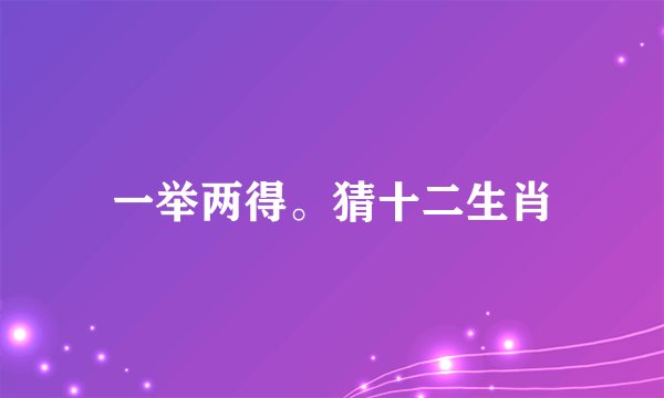 一举两得。猜十二生肖