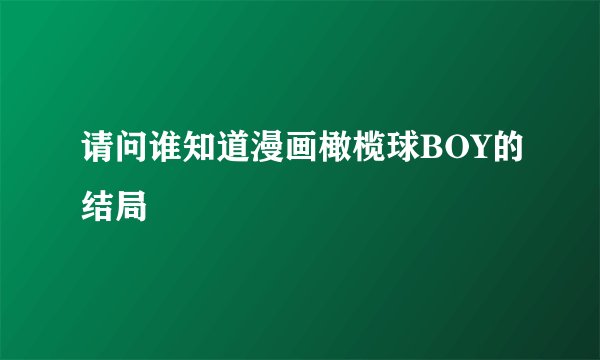 请问谁知道漫画橄榄球BOY的结局