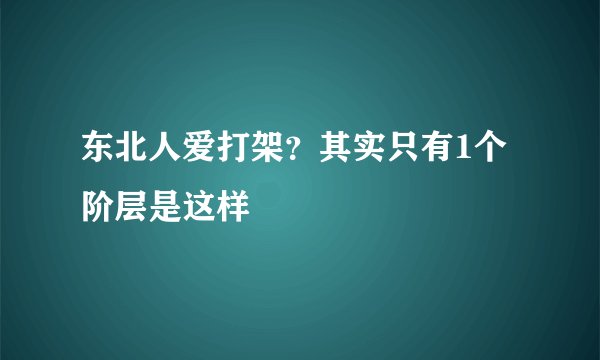 东北人爱打架?其实只有1个阶层是这样