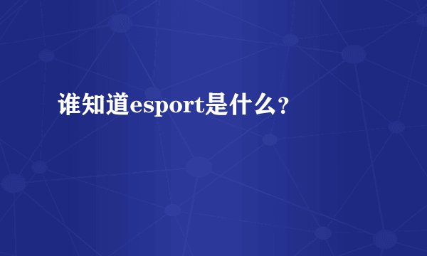 谁知道esport是什么？