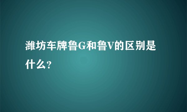 潍坊车牌鲁G和鲁V的区别是什么？