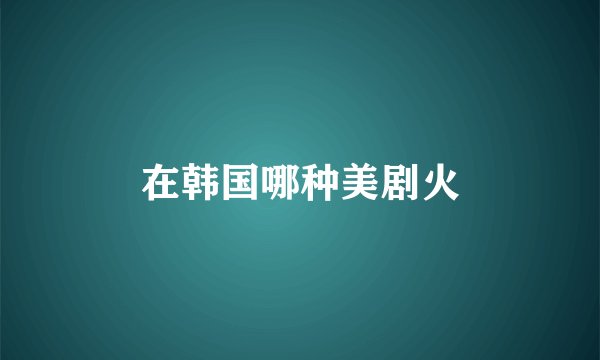 在韩国哪种美剧火