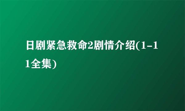 日剧紧急救命2剧情介绍(1-11全集)