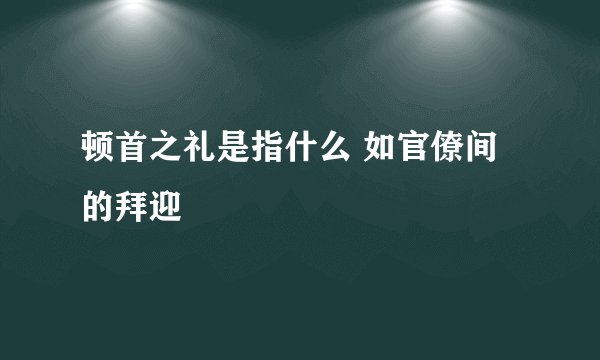 顿首之礼是指什么 如官僚间的拜迎
