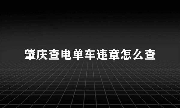 肇庆查电单车违章怎么查