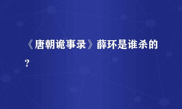 《唐朝诡事录》薛环是谁杀的？