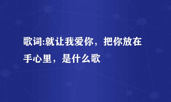 歌词:就让我爱你,把你放在手心里,是什么歌