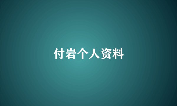 付岩个人资料