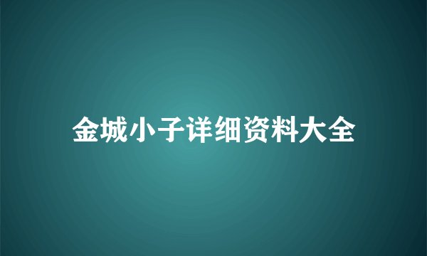 金城小子详细资料大全