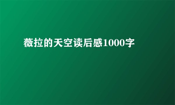 薇拉的天空读后感1000字