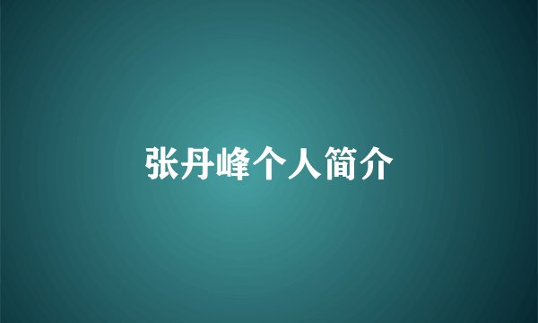 张丹峰个人简介