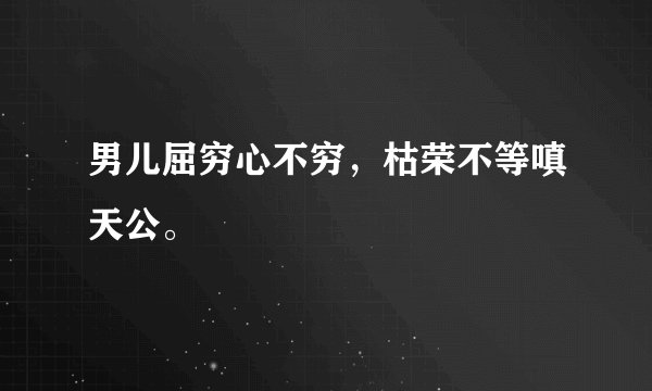 男儿屈穷心不穷，枯荣不等嗔天公。