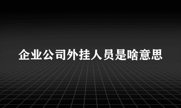企业公司外挂人员是啥意思