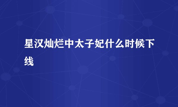 星汉灿烂中太子妃什么时候下线
