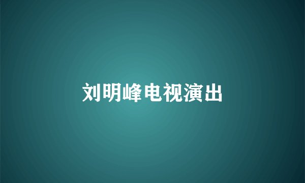 刘明峰电视演出