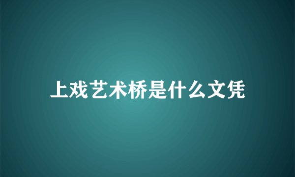 上戏艺术桥是什么文凭