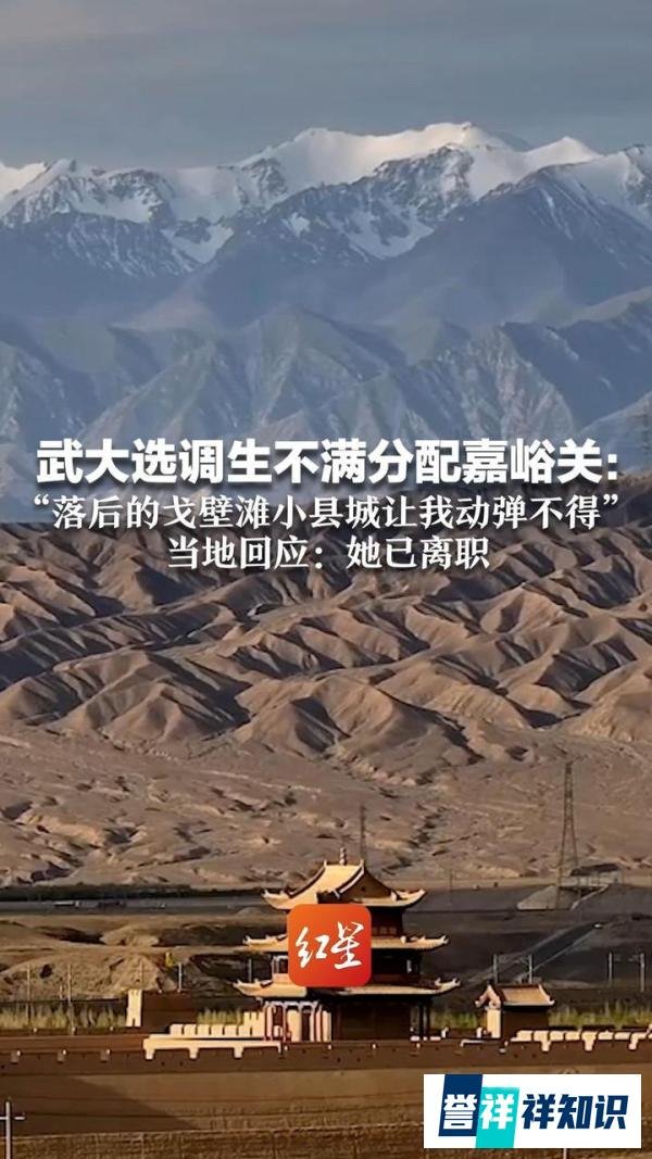 武大选调生不满嘉峪关,官方确认已离职