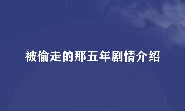 被偷走的那五年剧情介绍