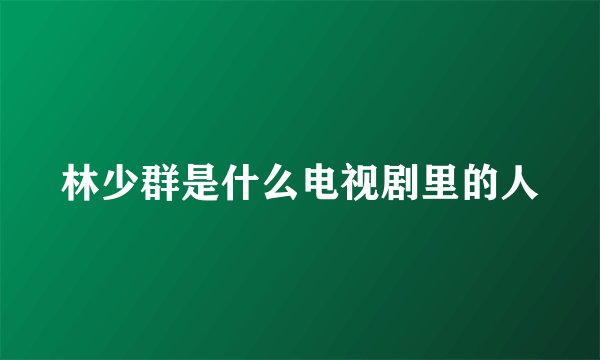 林少群是什么电视剧里的人