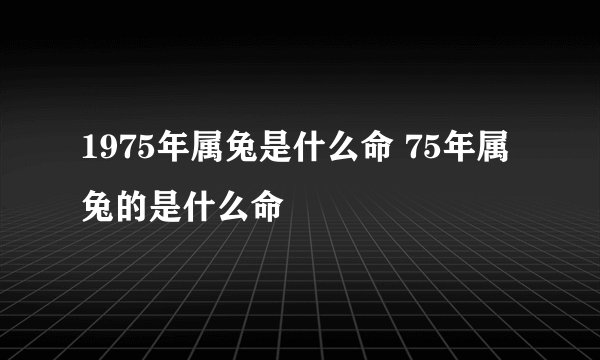 1975年属兔是什么命 75年属兔的是什么命